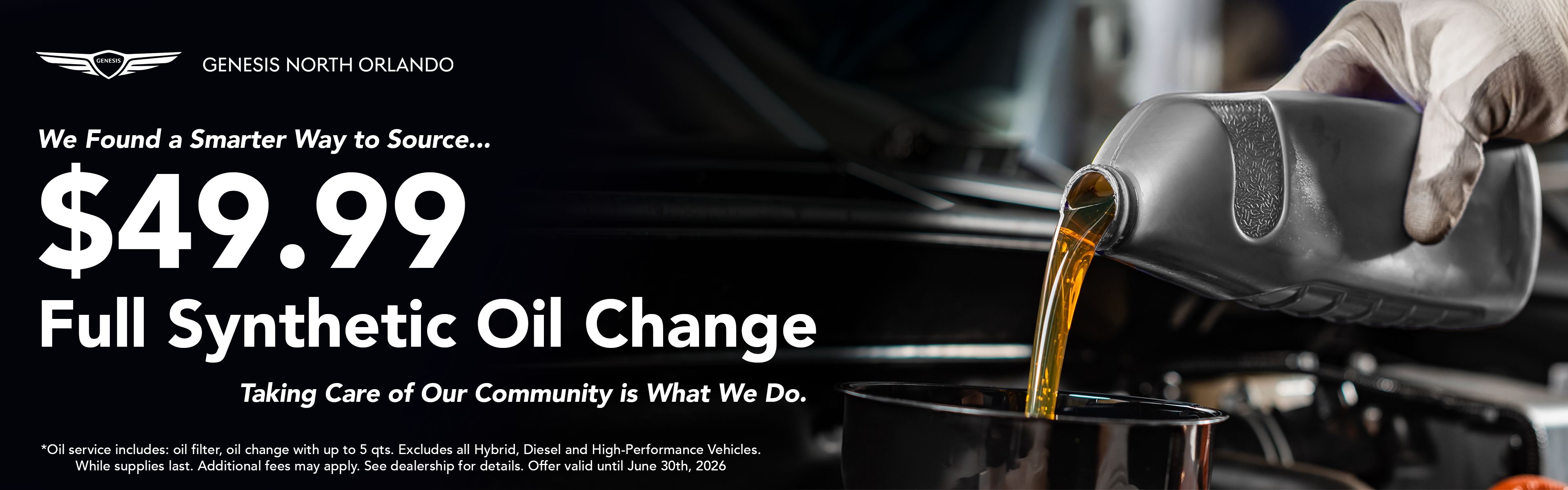 Full synthetic oil change, now at a new low price.