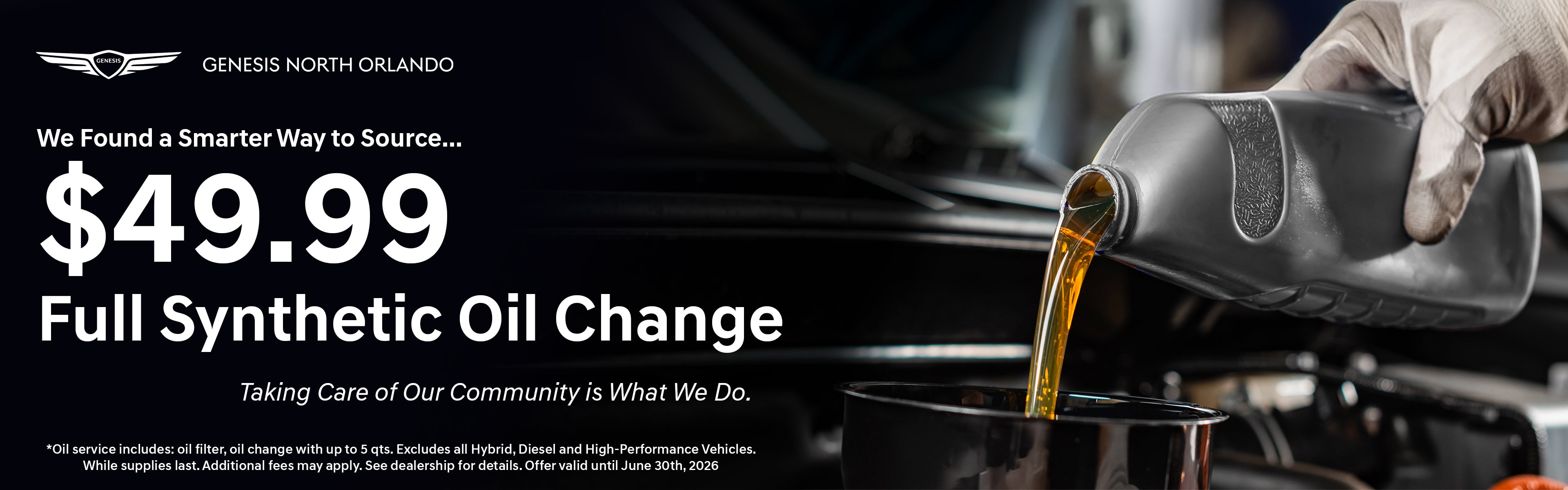 Full synthetic oil change, now at a new low price.