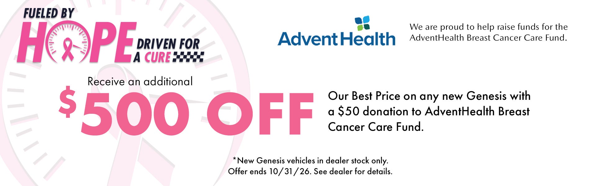 Pink Out and get up to $500 off with donation of $50 or more