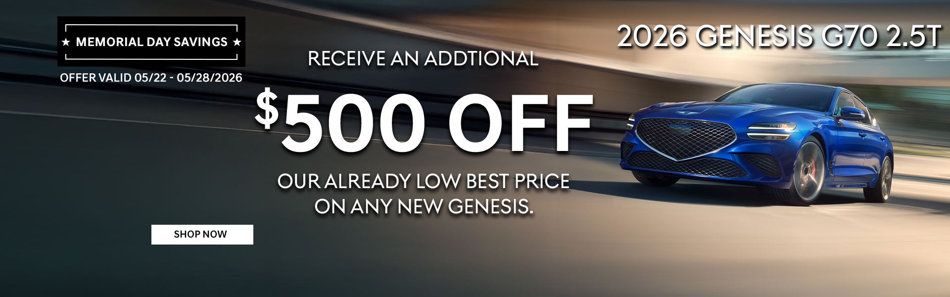 Get an Additional $500 Off Any New Genesis